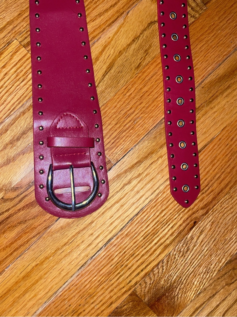 Red Grunge Studded Belt
